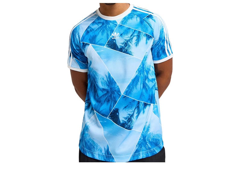 Adidas Originals Palm All Over Print T Shirt Blue Mens