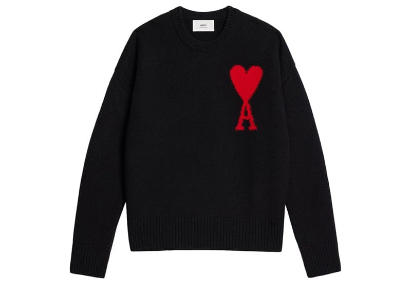 Ami Paris Ami De Coeur Intarsia knitted Felted Merino Wool Crewneck Ov Court Order