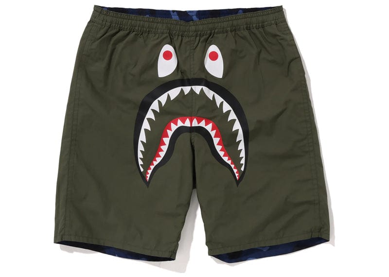 Camo Shark Reversible Shorts Navy/Green Bape – Court Order