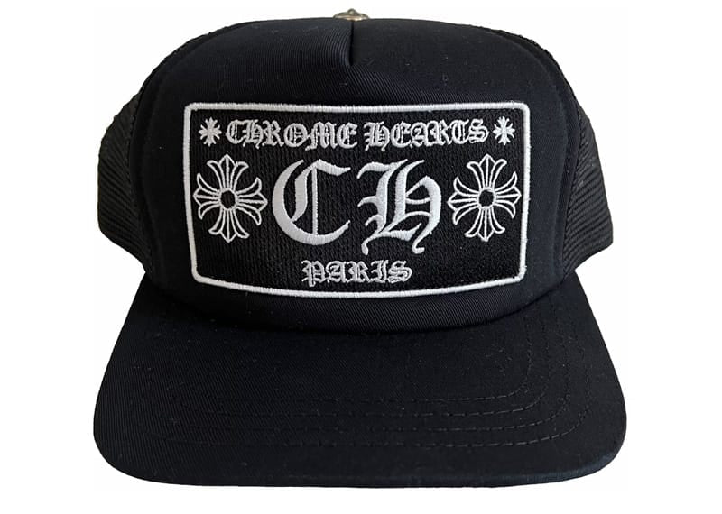 帽子 Chrome Hearts Trucker Cap CH Black/White Chrome Hearts CH Paris Trucker Hat Black – Court Order