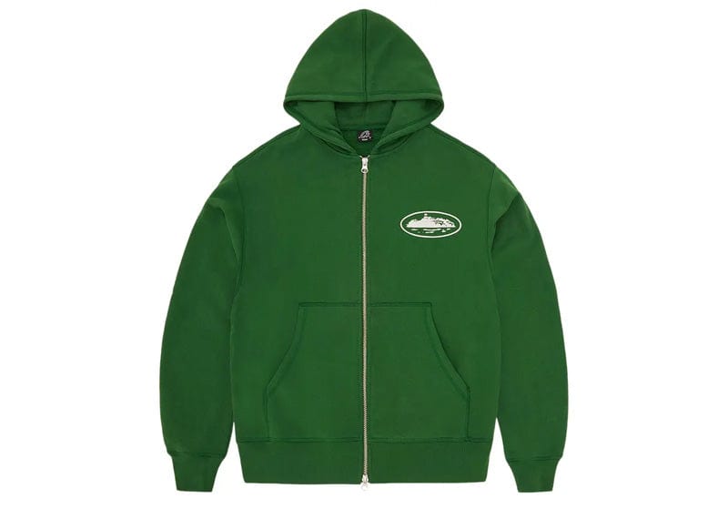 Corteiz Island Puff Print Zip Hoodie Green – Court Order