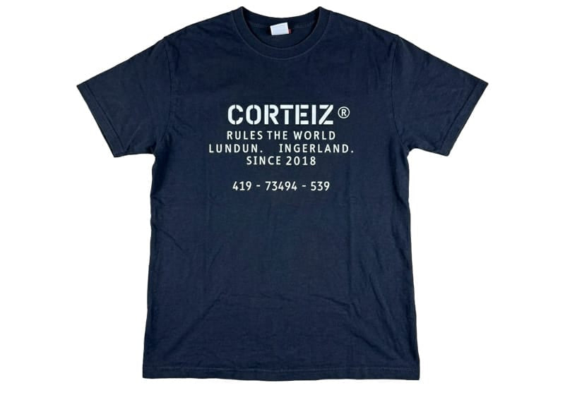 Corteiz Rules the World Stencil Tee Navy – Court Order