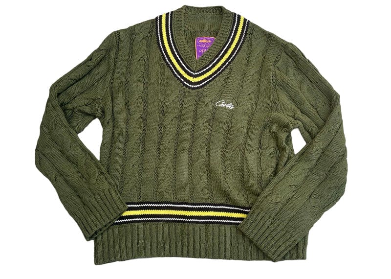Corteiz knit sweater即日発送 Corteiz Wimbledon Knit Sweater Khaki – Court Order