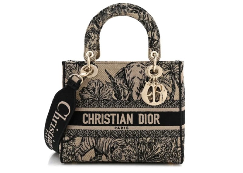 ら*送様 Christian Dior Dior Medium Lady D-Lite Bag Black Multicolor Cornely Effect