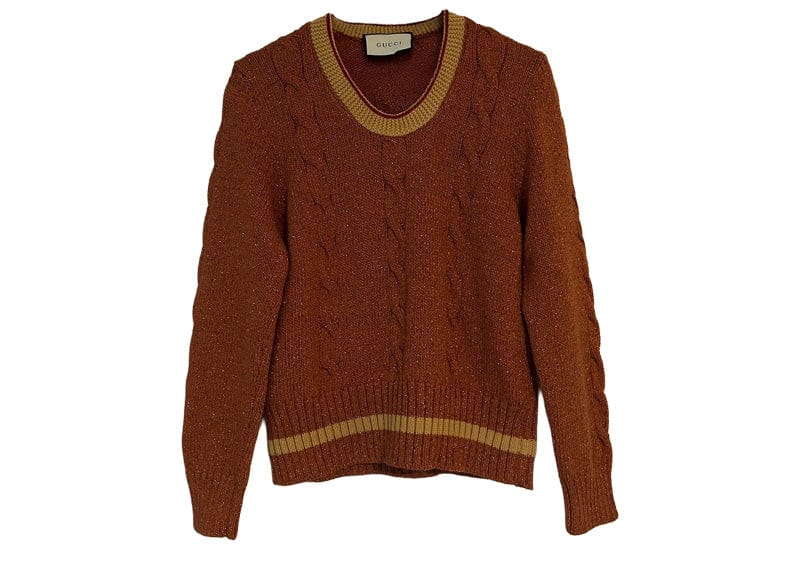 ちり　Gニット Gucci Glitter Cable Knit Sweater Orange – Court Order