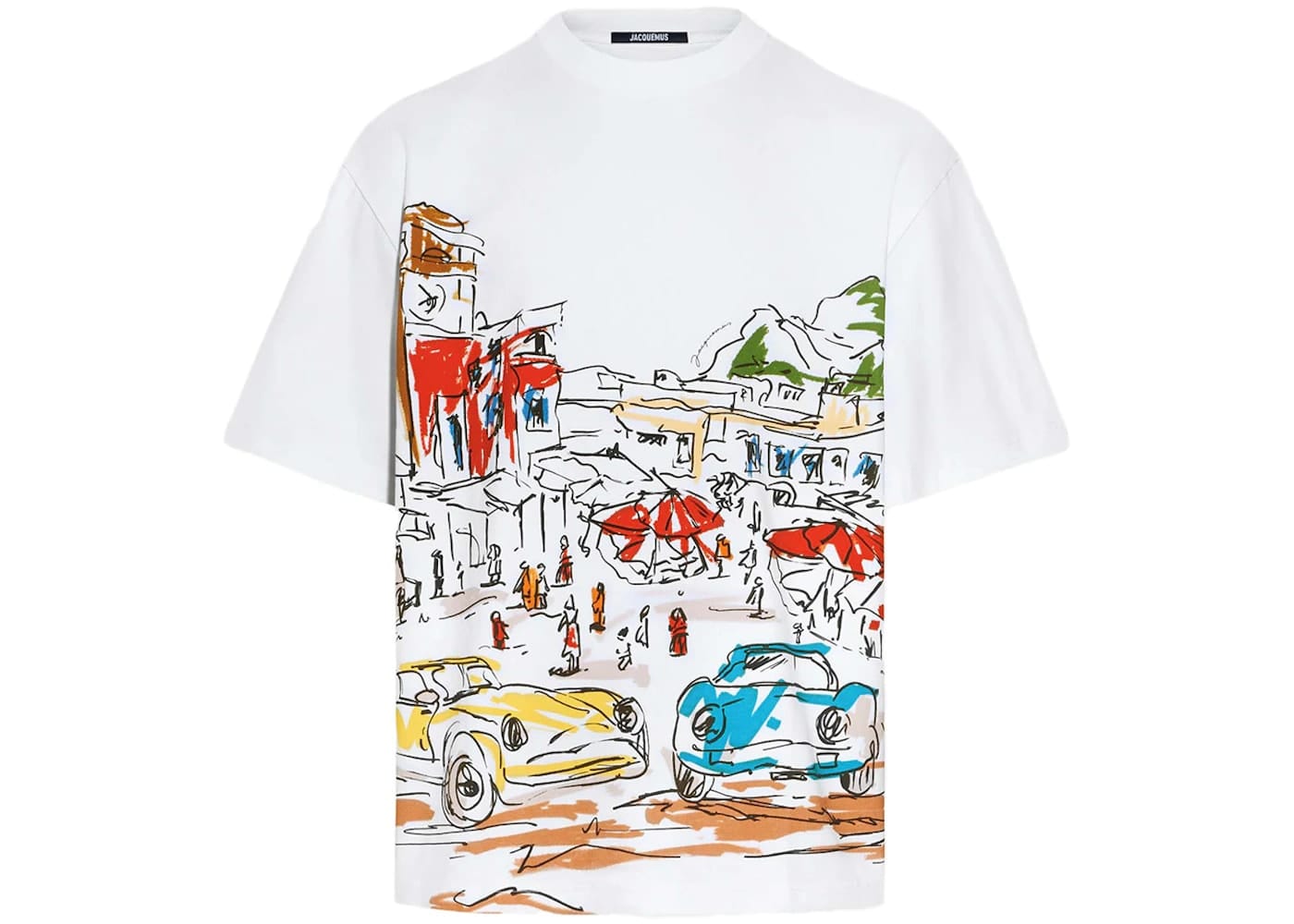 JACQUEMUS フランス国旗デザイン シャツ Jacquemus Le T-Shirt Largo Print Capri Cars White – Court Order