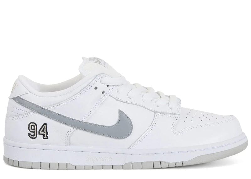 靴 supreme Nike sb dunk low white 26cm Nike SB Dunk Low Supreme 94 White Metallic Silver – Court Order