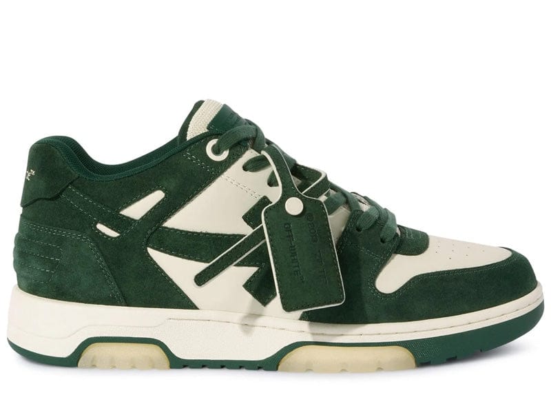 Off-White Out Of Office OOO Low Tops Jet Green Ecru Suede (M