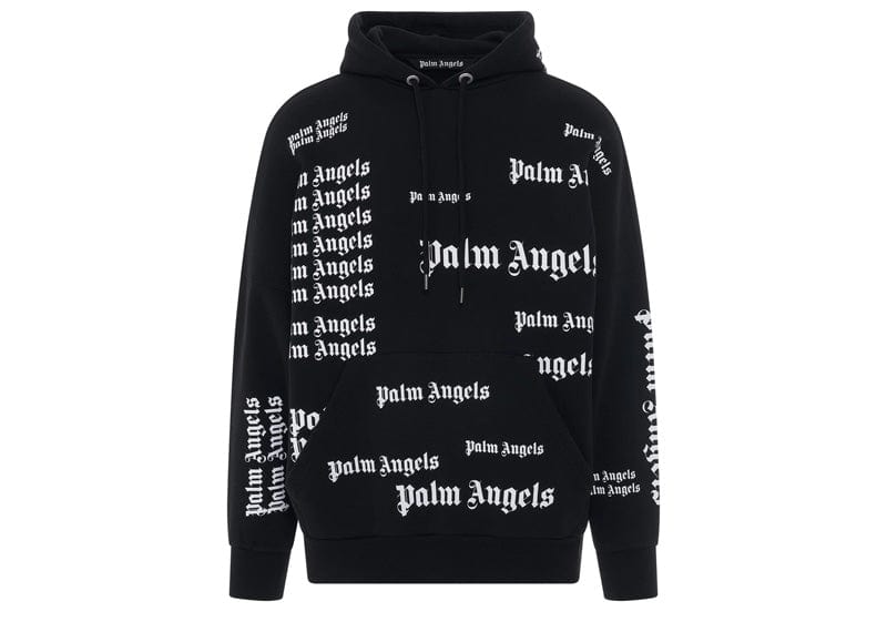 Palm Angels All Over Logo Print Hoodie Black – Court Order