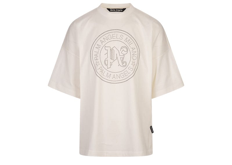 Palm Angels Milano Stud Loose Fit T-Shirt Off White – Court Order