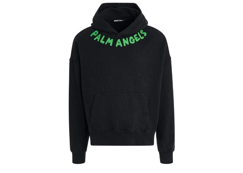 Palm Angels logo print cotton hoodie men Cotton M Black