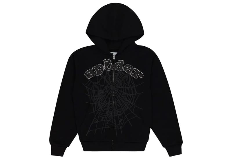Sp5der OG Web V2 Rhinestone Zip Up Black – Court Order