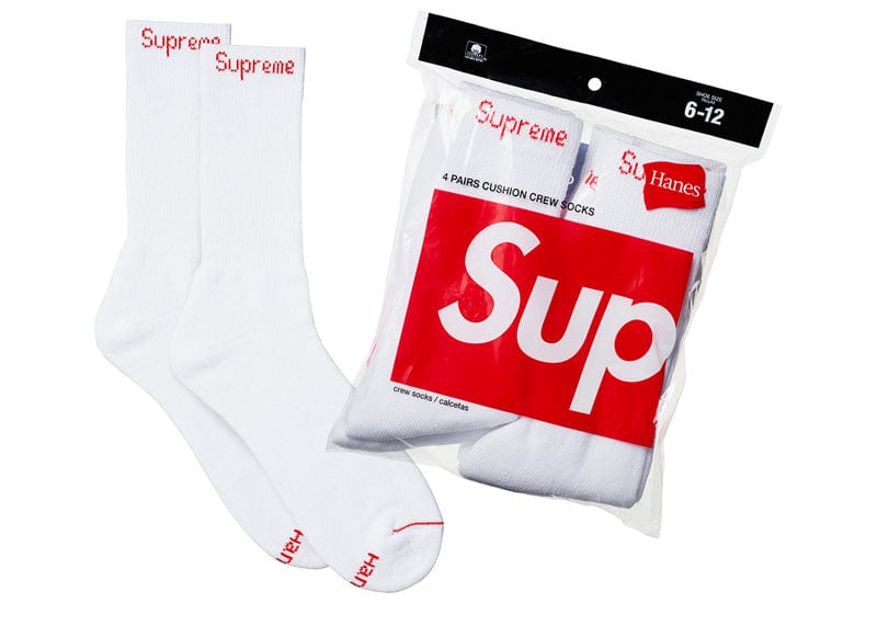 Supreme Hanes Crew Socks (4 Pack) White – Court Order