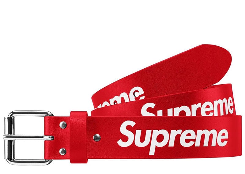 Supreme Repeat Leather Belt Red – Court Order