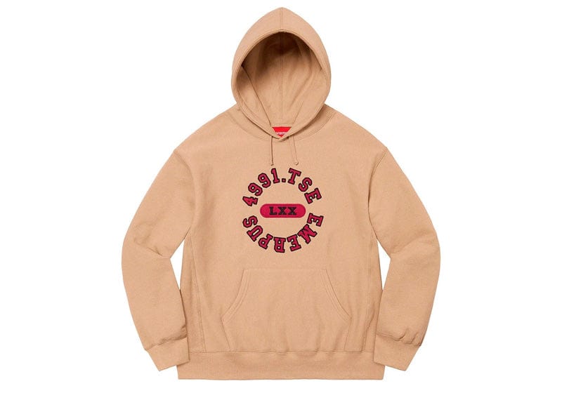 Supreme Reverse Hooded Sweatshirt Dark Tan Court Order