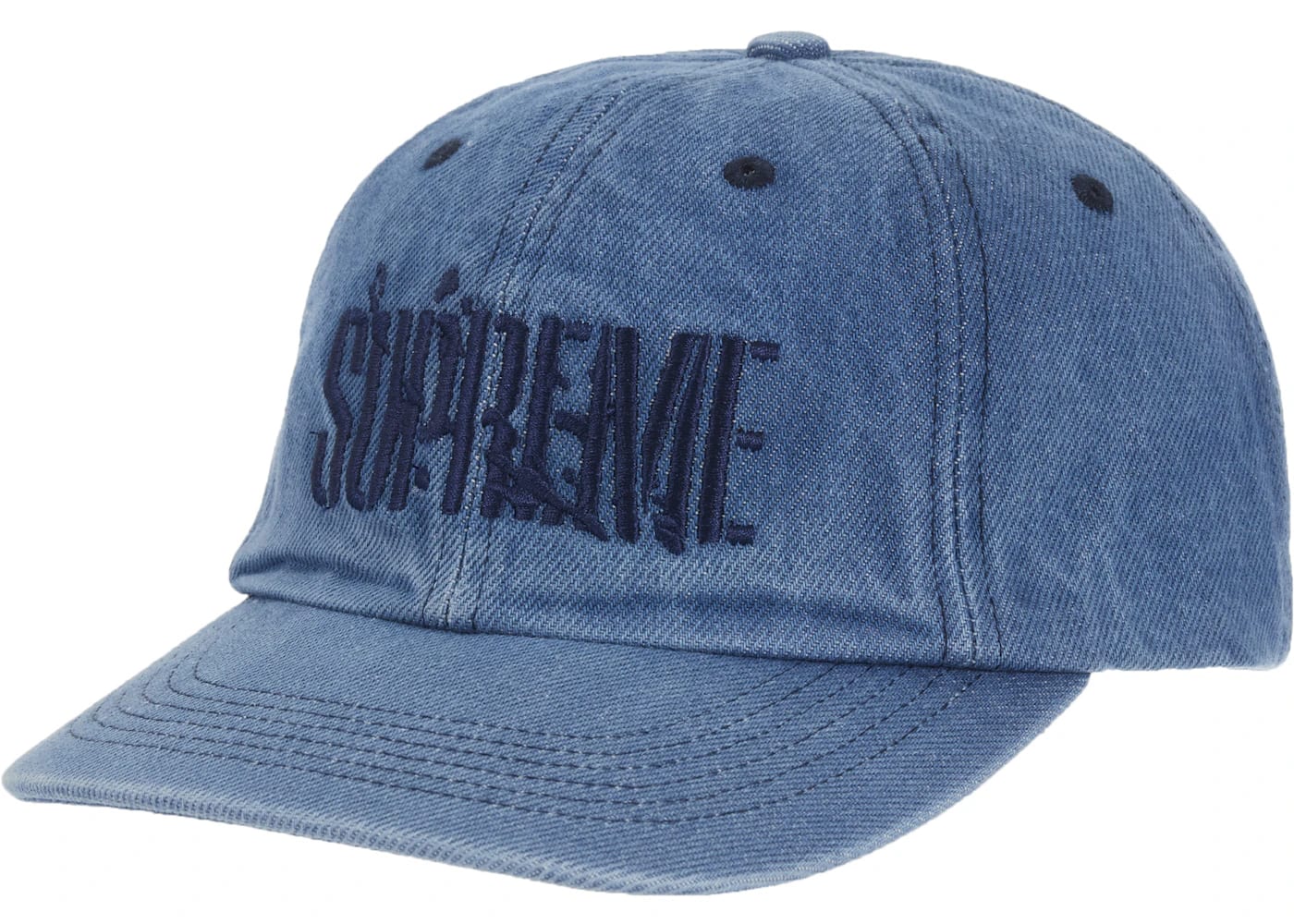 SUPREME ×Stone  Denim 6-Panel Cap Supreme x Stone Island Denim 6-panel Cap | Blue | FARFETCH CA