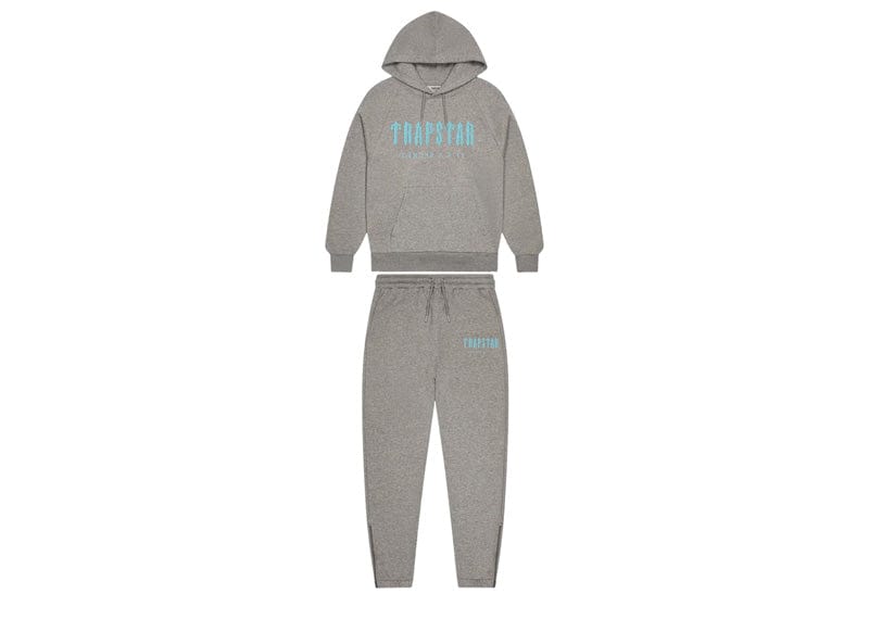Trapstar Chenille Decoded Hoodie Tracksuit Grey/Light Blue – Court