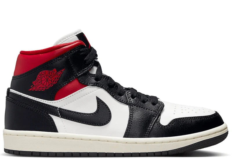 Air Jordan 1 Mid Black Sail Gym Red W Court Order