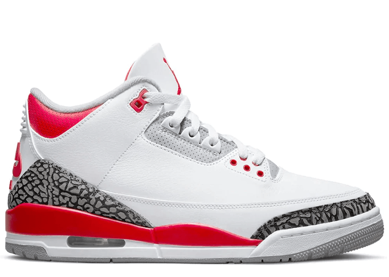 Air jordan 3 white and red on sale