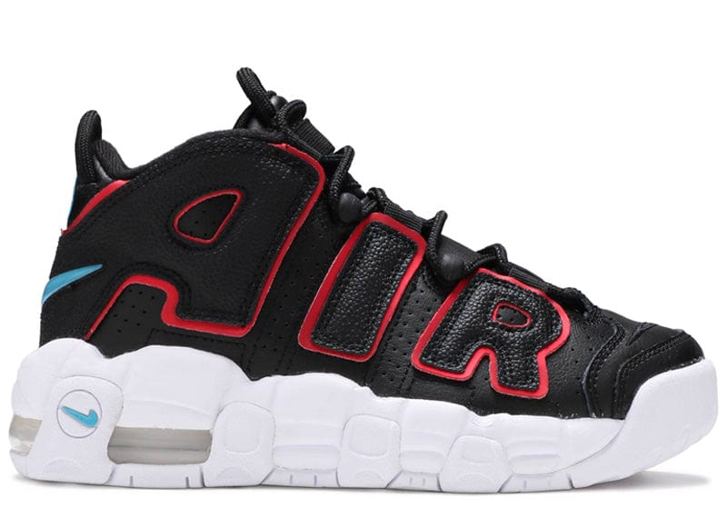 Nike uptempo black red best sale