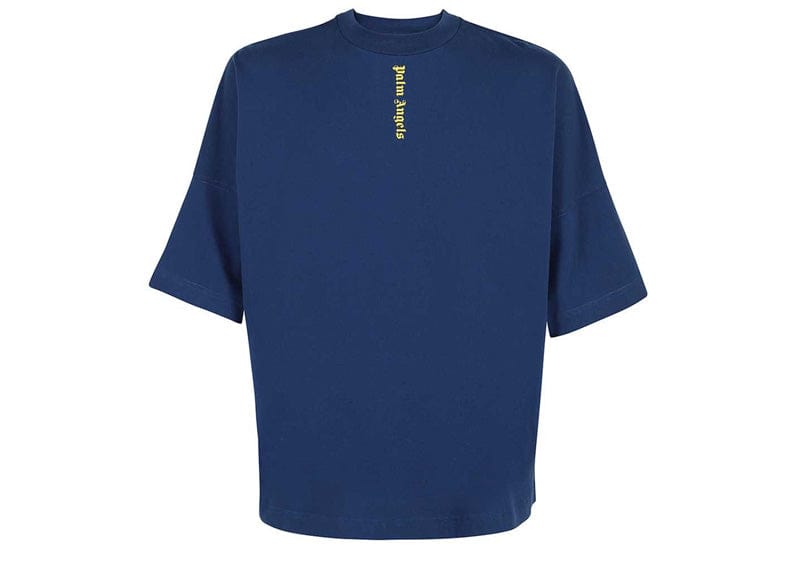 Palm Angels Logo Over T-Shirt Navy Blue/Yellow – Court Order