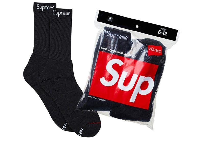 Supreme+X+Hanes+Crew+Socks+-+White%2C+Pack+of+4%2C+Size+6-12 for