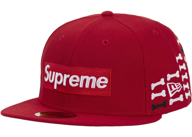 Supreme Bones Box Logo New Era 59Fifty Fitted Hat Red 7 1/8
