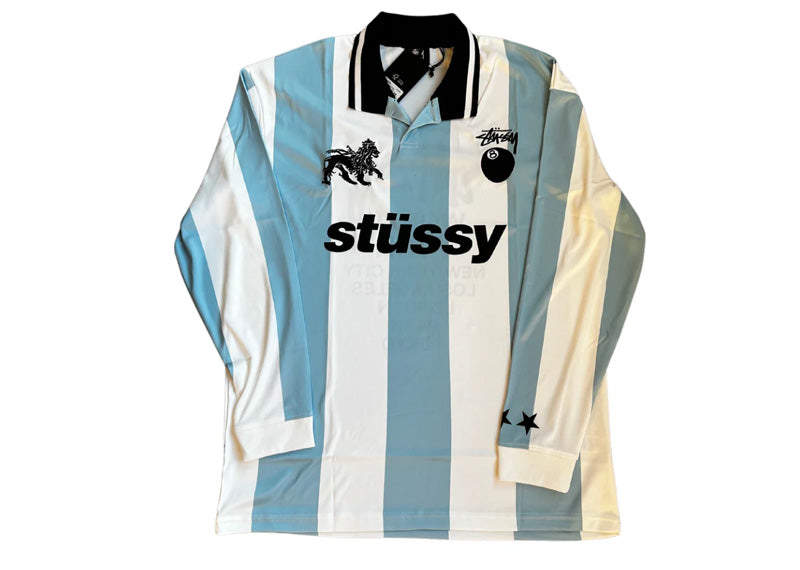 Stussy Long Sleeve Football Jersey - White/Blue