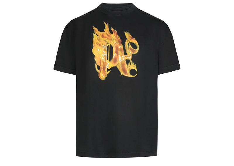 Palm Angels Burning Monogram T-Shirt Black/Gold