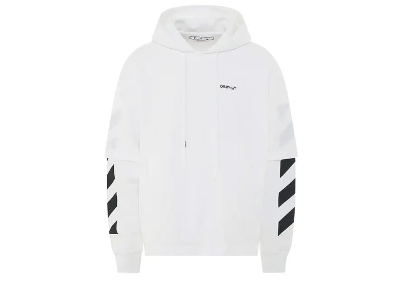 Off-White Diagonal Helvetica Double Hooded T-Shirt White