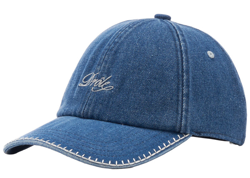 Drôle de Monsieur Embroiderd Logo Denim Cap Stone Washed