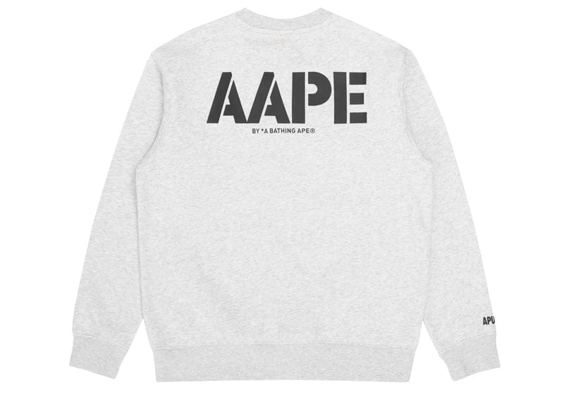 AAPE Streetwear AAPE Logo-Print Long Sleeve Sweatshirt Heather White