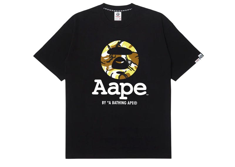 AAPE Streetwear AAPE Moonface Camo Print Cotton Jersey Tshirt Black