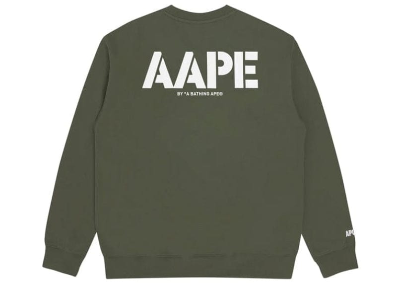 AAPE Streetwear Aape Moonface Debossed Sweatshirt Khaki Green