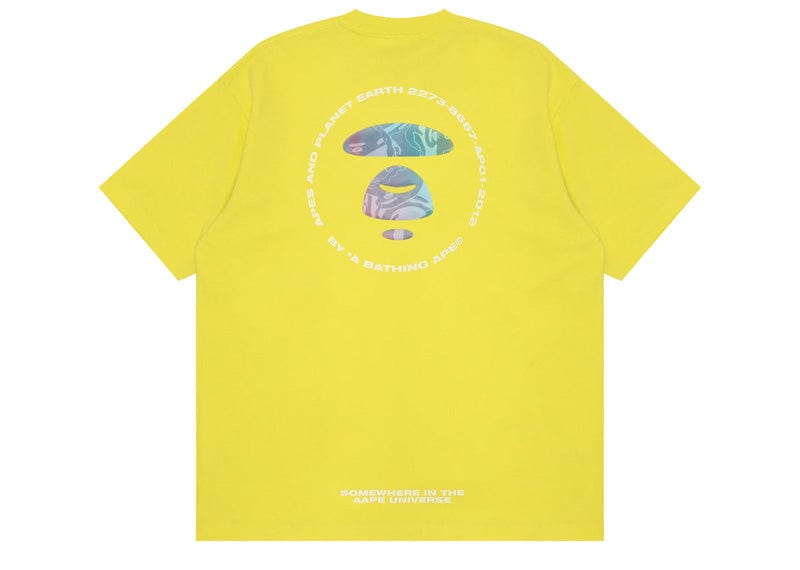 AAPE Streetwear AAPE Moonface Printed Logo Tee Lemon Yellow