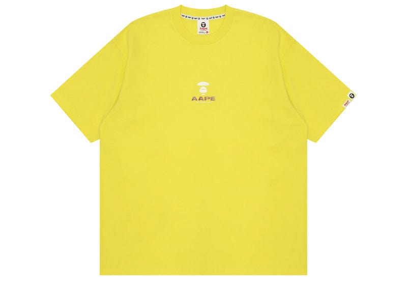 AAPE Streetwear AAPE Moonface Printed Logo Tee Lemon Yellow