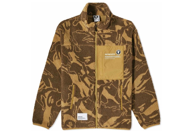 AAPE Streetwear AAPE Now Camo Fleece Zip Up Jacket - Yellow