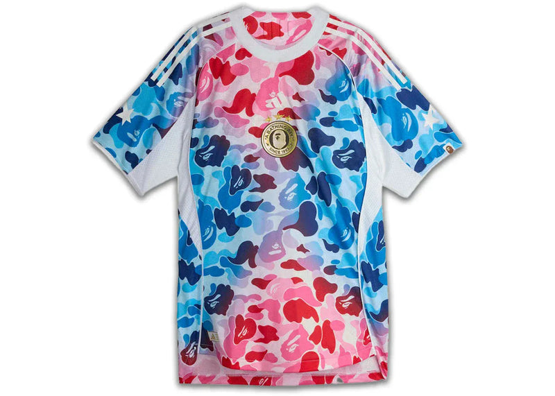 adidas streetwear adidas x BAPE Football Graphic Slim Jersey T-shirt Blue/Pink