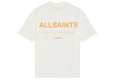 AllSaints Streetwear AllSaints Underground Oversized Crew Neck T-Shirt Ashen White/Orange