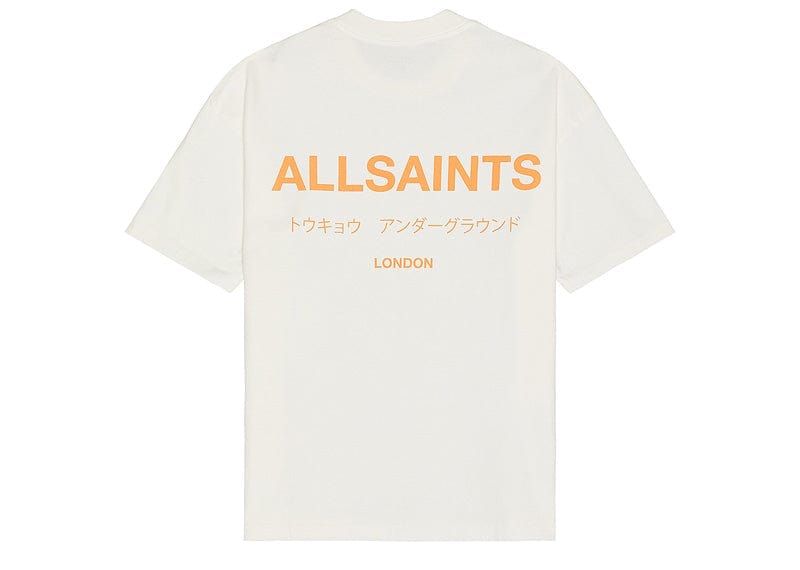 AllSaints Streetwear AllSaints Underground Oversized Crew Neck T-Shirt Ashen White/Orange