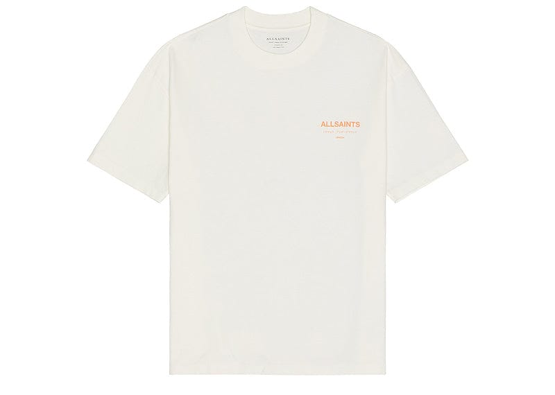 AllSaints Streetwear AllSaints Underground Oversized Crew Neck T-Shirt Ashen White/Orange