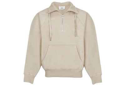 Ami Streetwear Ami Paris Ami de Coeur Half-Zip Boxy Fit Sweatshirt Beige
