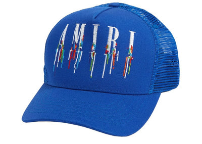 Amiri Accessories AMIRI Embroidered Paint Drip Core Logo Cap Blue