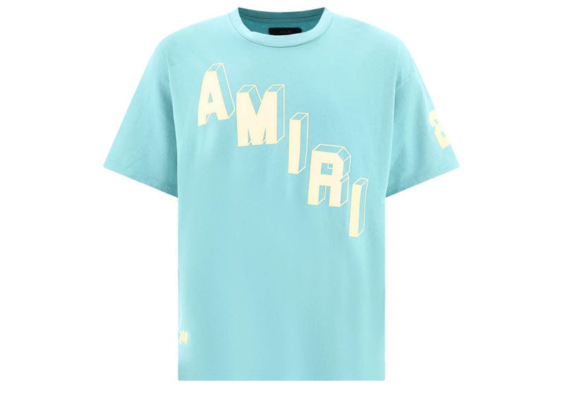 Amiri Streetwear AMIRI FLOCKED HOCKEY SKATER T-SHIRT AQUA