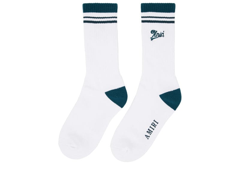 AMIRI Accessories AMIRI Varsity Script Sock Evergreen White