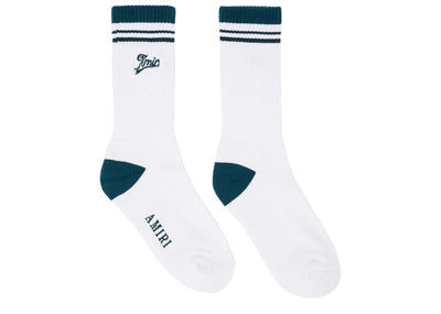 AMIRI Accessories AMIRI Varsity Script Sock Evergreen White
