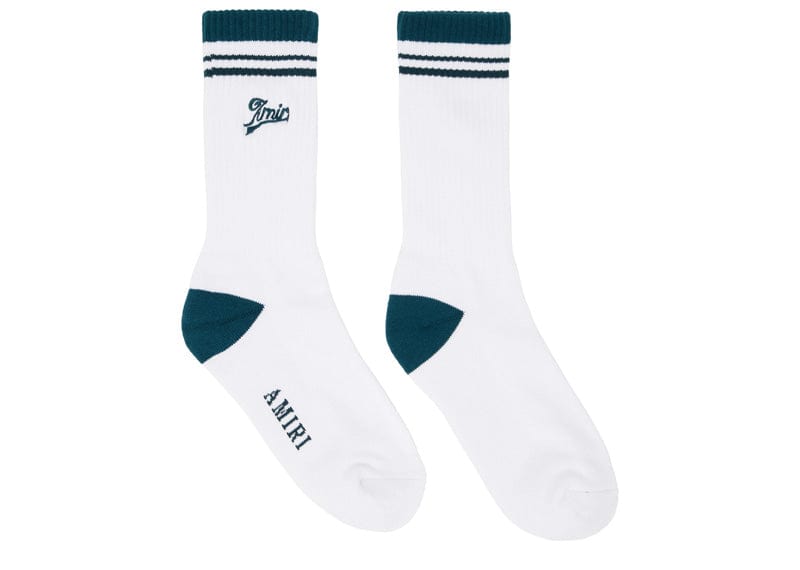 AMIRI Accessories AMIRI Varsity Script Sock Evergreen White