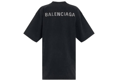 Balenciaga Streetwear Balenciaga Back Logo Rhinestones Oversized T-Shirt Black