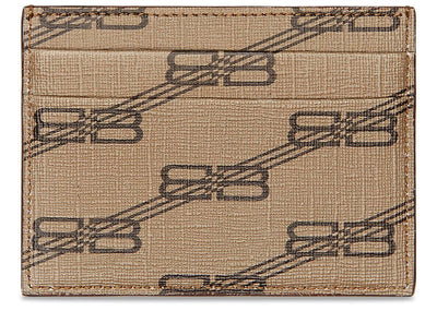 BALENCIAGA Accessories Balenciaga Signature Card Holder in beige and brown coated canvas