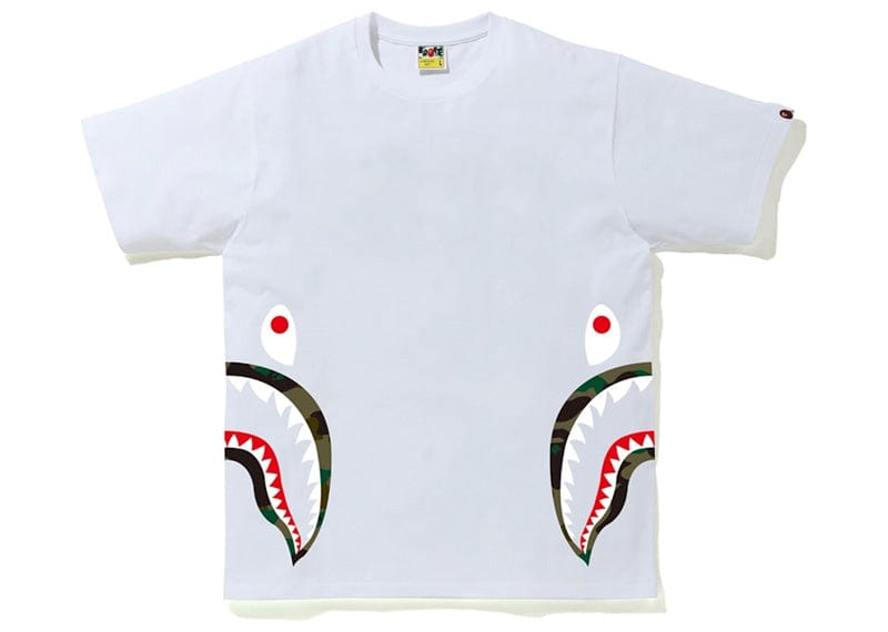 BAPE streetwear BAPE 1st Camo Side Shark Tee White/Green